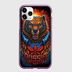 Чехол iPhone 11 Pro матовый Военный русский медведь, цвет: 3D-фиолетовый