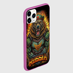 Чехол iPhone 11 Pro матовый Мощный военный медведь СССР, цвет: 3D-фиолетовый — фото 2