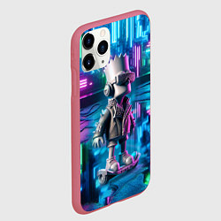Чехол iPhone 11 Pro матовый Необычный Барт Симпсон в ночном неоновом городе, цвет: 3D-малиновый — фото 2