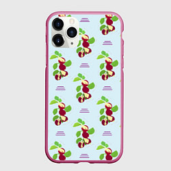 Чехол iPhone 11 Pro матовый Инжир и линии, цвет: 3D-малиновый