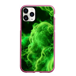 Чехол iPhone 11 Pro матовый Зелёный густой дым - inferno green, цвет: 3D-малиновый