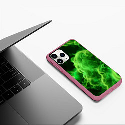 Чехол iPhone 11 Pro матовый Зелёный густой дым - inferno green, цвет: 3D-малиновый — фото 2