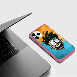 Чехол iPhone 11 Pro матовый Красочный человечек веселым лицом, цвет: 3D-малиновый — фото 2