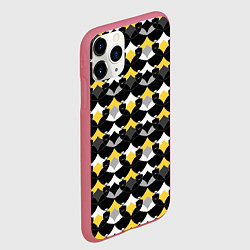 Чехол iPhone 11 Pro матовый Желто черный с белым геометрический узор, цвет: 3D-малиновый — фото 2