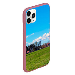 Чехол iPhone 11 Pro матовый Пригородный пейзаж, цвет: 3D-малиновый — фото 2