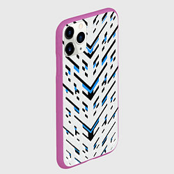 Чехол iPhone 11 Pro матовый Black and blue stripes on a white background, цвет: 3D-фиолетовый — фото 2