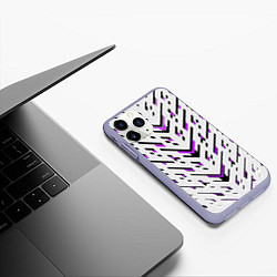 Чехол iPhone 11 Pro матовый Black and purple stripes on a white background, цвет: 3D-светло-сиреневый — фото 2