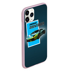 Чехол iPhone 11 Pro матовый Спортивная машина Lamborghini Aventador, цвет: 3D-розовый — фото 2