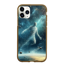 Чехол iPhone 11 Pro матовый Человек и космос - нейросеть, цвет: 3D-коричневый
