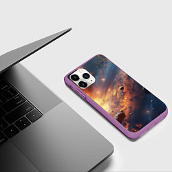 Чехол iPhone 11 Pro матовый Вселенная и планеты, цвет: 3D-фиолетовый — фото 2