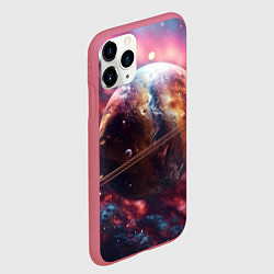 Чехол iPhone 11 Pro матовый Объемный космос и планеты, цвет: 3D-малиновый — фото 2