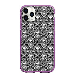 Чехол iPhone 11 Pro матовый Skull patterns, цвет: 3D-фиолетовый