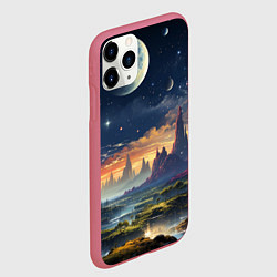 Чехол iPhone 11 Pro матовый Космический фантазийный мир на другой планете, цвет: 3D-малиновый — фото 2