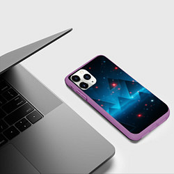 Чехол iPhone 11 Pro матовый Пирамиды в космосе абстракции, цвет: 3D-фиолетовый — фото 2
