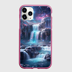 Чехол iPhone 11 Pro матовый Волшебный ночной водопад, цвет: 3D-малиновый