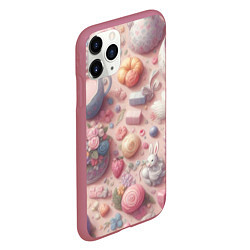 Чехол iPhone 11 Pro матовый Акварельный фон в пастельных тонах, цвет: 3D-малиновый — фото 2