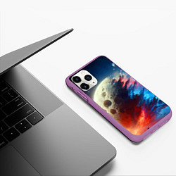 Чехол iPhone 11 Pro матовый Разрыв космического тела - нейросеть, цвет: 3D-фиолетовый — фото 2