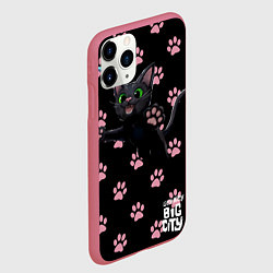 Чехол iPhone 11 Pro матовый Little kitty, цвет: 3D-малиновый — фото 2