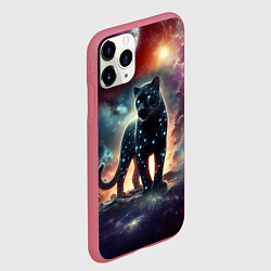 Чехол iPhone 11 Pro матовый Звёздная космическая пантера - нейросеть неоновое, цвет: 3D-малиновый — фото 2