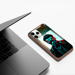 Чехол iPhone 11 Pro матовый Киберпанк портрет терминатора, цвет: 3D-коричневый — фото 2