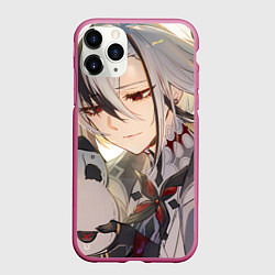 Чехол iPhone 11 Pro матовый Genshin Impact Арлекино draw, цвет: 3D-малиновый