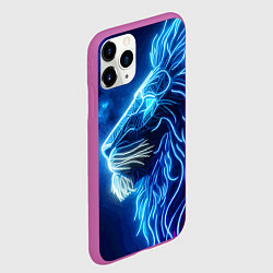 Чехол iPhone 11 Pro матовый Профиль космического неонового льва - нейросеть, цвет: 3D-фиолетовый — фото 2