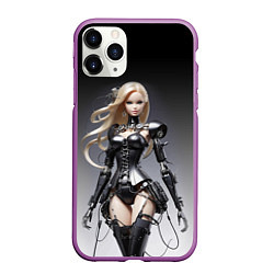 Чехол iPhone 11 Pro матовый Cyber Barbie - fantasy cyberpunk ai art, цвет: 3D-фиолетовый