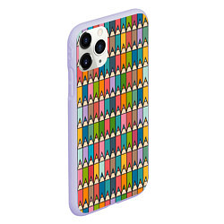 Чехол iPhone 11 Pro матовый Паттерн с цветными карандашами, цвет: 3D-светло-сиреневый — фото 2