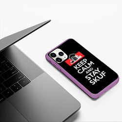 Чехол iPhone 11 Pro матовый Keep calm and stay skuf, цвет: 3D-фиолетовый — фото 2