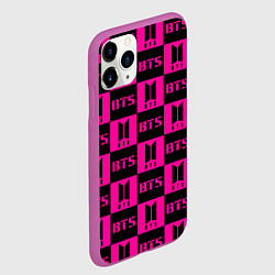 Чехол iPhone 11 Pro матовый BTS pattern pink logo, цвет: 3D-фиолетовый — фото 2