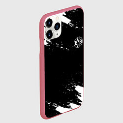 Чехол iPhone 11 Pro матовый Borussia краски чёрно белый, цвет: 3D-малиновый — фото 2
