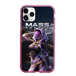 Чехол iPhone 11 Pro матовый Mass Effect ТалиЗора и космический корабль, цвет: 3D-малиновый