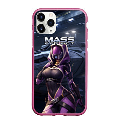 Чехол iPhone 11 Pro матовый Mass Effect ТалиЗора и космический корабль, цвет: 3D-малиновый