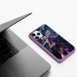 Чехол iPhone 11 Pro матовый Mass Effect ТалиЗора и космический корабль, цвет: 3D-фиолетовый — фото 2