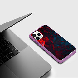 Чехол iPhone 11 Pro матовый Темная абстракция с разломом красных плит, цвет: 3D-фиолетовый — фото 2