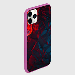 Чехол iPhone 11 Pro матовый Темная абстракция с разломом красных плит, цвет: 3D-фиолетовый — фото 2