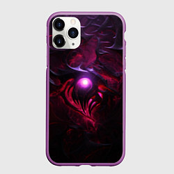 Чехол iPhone 11 Pro матовый Космическая объемная абстракция с фиолетовым свече, цвет: 3D-фиолетовый
