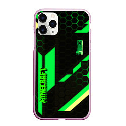 Чехол iPhone 11 Pro матовый Minecraft creeper game pattern, цвет: 3D-розовый