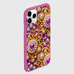 Чехол iPhone 11 Pro матовый Ювелирный паттерн, цвет: 3D-фиолетовый — фото 2