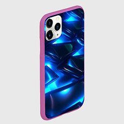 Чехол iPhone 11 Pro матовый Синие абстрактные неоновые плиты, цвет: 3D-фиолетовый — фото 2