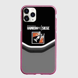 Чехол iPhone 11 Pro матовый Rainbow six game steel, цвет: 3D-малиновый
