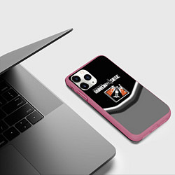 Чехол iPhone 11 Pro матовый Rainbow six game steel, цвет: 3D-малиновый — фото 2