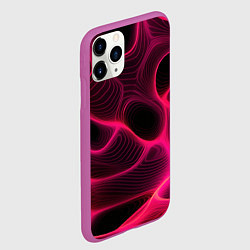 Чехол iPhone 11 Pro матовый Неоновая яркая геометрическая абстракция со светом, цвет: 3D-фиолетовый — фото 2