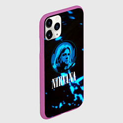 Чехол iPhone 11 Pro матовый Nirvana рок бенд краски, цвет: 3D-фиолетовый — фото 2
