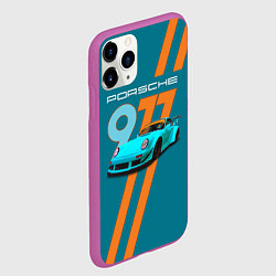 Чехол iPhone 11 Pro матовый Porsche немецкий спорткар, цвет: 3D-фиолетовый — фото 2