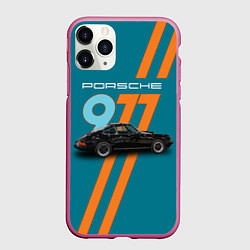 Чехол iPhone 11 Pro матовый Порше немецкий спорткар, цвет: 3D-малиновый