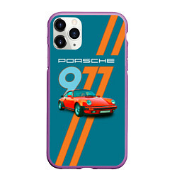 Чехол iPhone 11 Pro матовый Porsche 911 немецкий спорткар, цвет: 3D-фиолетовый