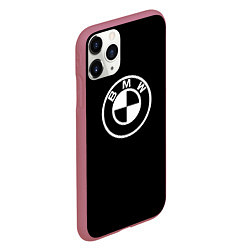 Чехол iPhone 11 Pro матовый BMW белое лого, цвет: 3D-малиновый — фото 2