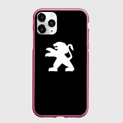 Чехол iPhone 11 Pro матовый Peugeot logo, цвет: 3D-малиновый