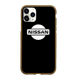 Чехол iPhone 11 Pro матовый Nissan logo white, цвет: 3D-коричневый